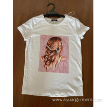 Heat Transfer Printing Round Neck Cotton T-Shirt